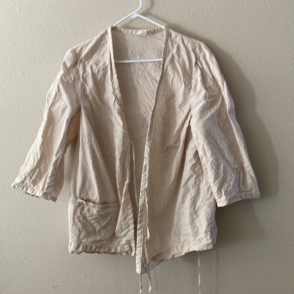 Jones NY 100% linen wrap top
